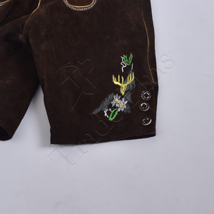 High Street New Arrival Adults Custom Design Bavarian Shorts Stylish Private Label Lederhosen Solid Pattern Textiles Leather - Product Image 5