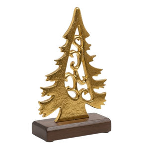 Fine Quality Gold Metal <b>Christmas</b> <b>Tree</b> Sculpture With <b>Wood</b> Base Tabletop Home Decor Ornament Polished Aluminium <b>Christmas</b> Use - Product Image 4