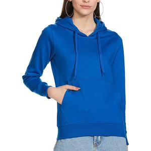 OEM ropa deportiva logotipo personalizado de gran tamaño azul francés Terry Sudadera con capucha en blanco pulóver con bolsillo mujeres algodón pulóver Sudadera con capucha - Product Image 1