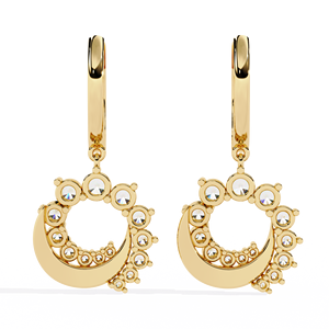 Pendientes colgantes de gota de oro macizo de 10K, 14K, 18K, diseño Circular, corte brillante redondo, Diamante cultivado en laboratorio - Product Image 4