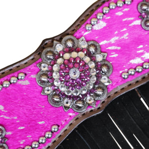 Rênes équestres occidentales lavage à l'acide collier de poitrine en cuir de vachette rose frange scintillante fabricant exportateur tête poitrine - Product Image 5