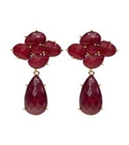 New Arrival Dyed Ruby Gemstone 925 Sterling Silver Clover And Pear Shape Earrings - Product Image 1