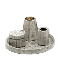 Brûleur à Bakhoor artisanal haut de gamme en bois de santal écologique avec incrustation de os, finition lisse, fait main, encens naturel Saniya