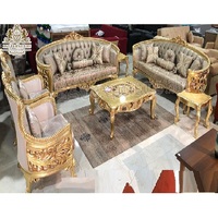 Ensemble de canapés de salon en teck doré antique, fait main, style moderne, taille personnalisée, pour événements, emballage sécurisé, expédition maritime OEM