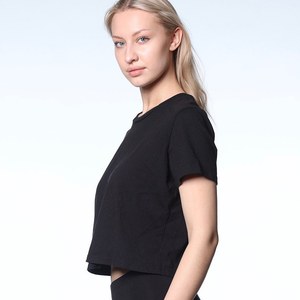 เสื้อยืดสั้นผ้าไม้ไผ่ระบายอากาศสำหรับผู้หญิงเสื้อยืดเอวลอย - Product Image 4