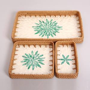 Meilleure vente Plateau de service MOP avec cadre en rotin Plateau de nacre au design de luxe pour l'organisation - Product Image 6