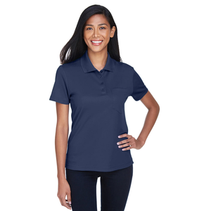 Polo de manga corta Origin Performance para mujer que absorbe la humedad con bolsillo-Azul marino clásico con impresión DTG DTF personalizada - Product Image 1