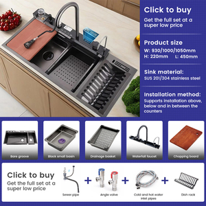 <span class=keywords><strong>Lavello</strong></span> da <span class=keywords><strong>Cucina</strong></span> Artigianale Certificato CE, Lussuoso <span class=keywords><strong>Lavello</strong></span> da <span class=keywords><strong>Cucina</strong></span> Nero Intelligente con Cascata, <span class=keywords><strong>Lavello</strong></span> con Display Digitale LED - Product Image 3