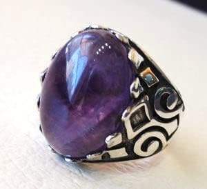 Wholesale <b>Men</b> Ring Natural Amethyst Gemstone February Birthstone Arabic Turkey <b>Mens</b> Signet Ring <b>Jewelry</b> 925 Sterling Silver Ring - Product Image 2