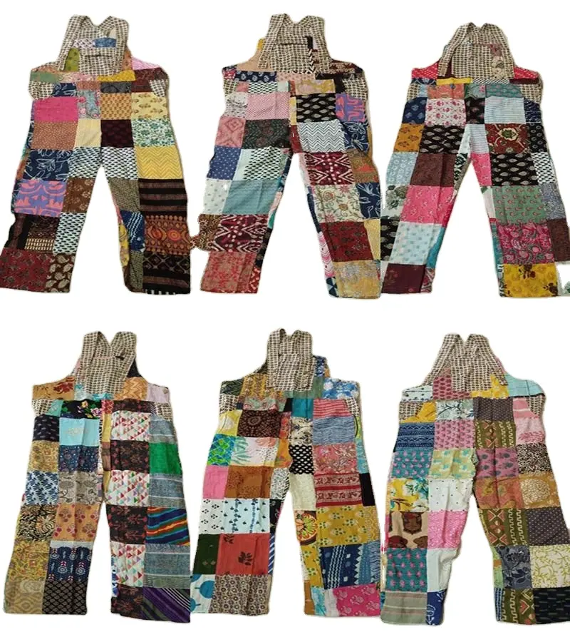 Bekijk Grotere Afbeelding Toevoegen Om Te Vergelijken Vrouwen Boho Mode Katoenen Stof Multi Patch Werk Jumpsuit Hippie Zigeuner Kleding Styl