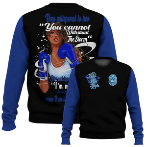 ZPhiB Zeta Phi Beta Sorority Pull 1920 Tricot Bleu Blanc Vie Grecque Chenille Lettres Divine Nine Premium Apparel - Product Image 6