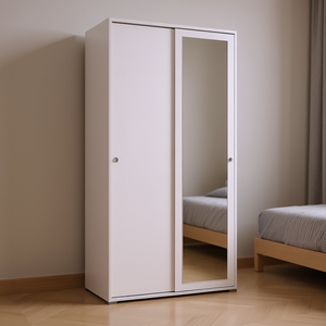 Terraneo SLIDE White 2-Door Portable <b>Wardrobe</b> <b>90cm</b> Furniture KIT - Product Image 3