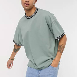 Camisetas con Logo estampado para hombre, camiseta de manga corta de 100% algodón con adorno de contraste personalizado - Product Image 5