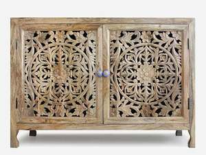 Mueble de Madera con Diseño de Sol Dorado, Muebles Lixora, Alta Calidad, Hecho a Mano en India, Estantes Ajustables, Diseño Modular, Sala de Estar - Product Image 4