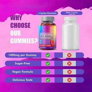 OEM ODM Adulto L-lisina 1000mg Gummies Suplemento de aminoácidos esenciales Sin gluten Salud DE LA PIEL Boost Inmune Colágeno Calcio - Product Image 6