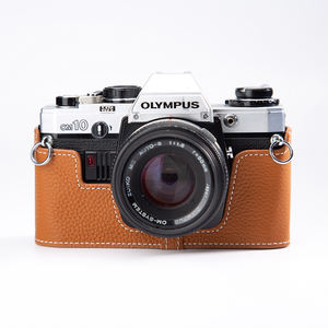 Demi-étui de protection en cuir véritable véritable fait à la main pour Olympus <span class=keywords><strong>OM10</strong></span> OM20 OM30 sac housse en cuir pour appareil photo personnalisable - Product Image 4