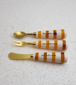 Cubiertos especiales Resina epoxi Mango de madera fresca Cuchara de acero inoxidable Tenedor Cubiertos Juego de cubiertos de acero inoxidable - Product Image 3