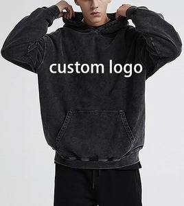 Sudadera con Capucha Lisa de 500 Gsm para Hombre, 100% Algodón, Felpa Francesa, Lavado Ácido, con Logotipo Personalizado - Product Image 1