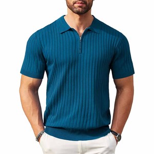 Camisas de Golf para Hombre, Manga Larga, Cierre de Cremallera, Estilo Casual Elegante, Cuello en V, 100% Algodón Canvas, Sólidas, Transpirables, de Secado Rápido, con Logotipo Frontal - Product Image 1