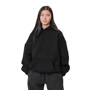 เสื้อฮู้ดโอเวอร์ไซส์สำหรับผู้หญิงผ้าคอตตอนผ้าฟลีซแบบสวมหัวมีฮู้ดโอเวอร์ไซส์โลโก้ออกแบบได้ตามต้องการ - Product Image 1