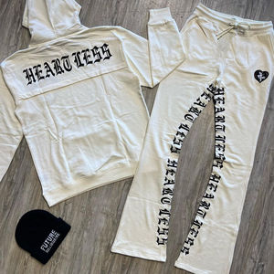 Survêtement personnalisé en gros de haute qualité 100% coton avec logo Pantalons de survêtement évasés pour hommes et ensembles de sweat-shirts Sweat-shirt - Product Image 5