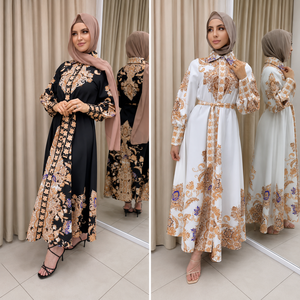 SIPO 2023 <b>EID</b> Dubai New Design Fashion Stand Neck <b>Dress</b> Printed <b>Dress</b> Abaya Women Muslim Dubai <b>Dress</b> - Product Image 1