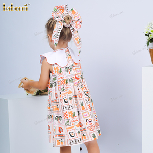 Vestido de punto de verano informal para niñas y niños 4,0 estampado patrón Tropical 100% algodón Midi A-Line ODM OEM Fabricante Mayorista - Product Image 5