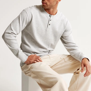 T-shirt noir pour homme à manches longues double couche, coupe épaules tombantes, haute qualité, tendance, grammage lourd, style mode - Product Image 6