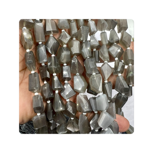 Pepitas facetadas de piedra lunar gris natural de 8 pulgadas a granel al por mayor, tamaño Premium de alta calidad de 10 a 12mm aproximado para la fabricación de joyas - Product Image 1