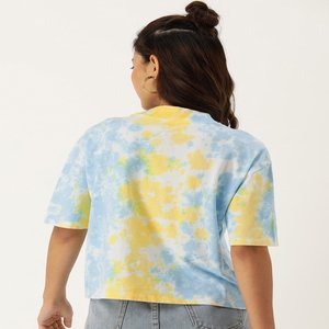 Tie Dye Boxy Tshirt Goutte Épaule Manches Respirant Regular Fit Longueur pour Casual Summer Wear Made Spandex Imprimer Sans Col - Product Image 3