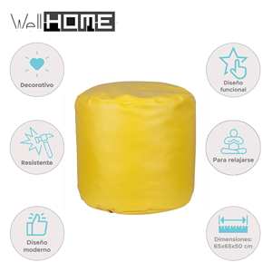 Puf Redondo Amarillo Cómodo para el Hogar, 65x50cm, Asiento Acolchado - Product Image 2