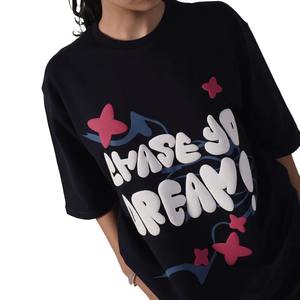 Camiseta de hombro caído de gran tamaño personalizada para hombre, ropa de calle de algodón 100% de corte regular con logotipo de serigrafía abullonada, secado rápido - Product Image 1