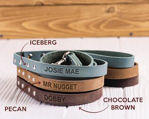 Ensemble collier et laisse pour chien en cuir PU de couleur unie pour chiens de taille moyenne à grande, accessoires de luxe réglables pour animaux de compagnie - Product Image 3