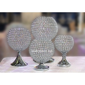 Artisanat fait à la main de haute qualité cristal argent bougeoir Base en métal centres de table de luxe pour événement de mariage - Product Image 4