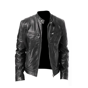 Chaqueta de Cuero Genuino para Hombre, Precio al por Mayor, Cortavientos, Estilo Urbano de Invierno, Diseño Personalizable con Logotipo Frontal - Product Image 3