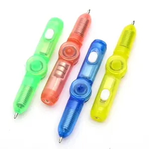 Fidget Toy Spinner Pen with LED Light Multi-function Spinning Toy Stress Reducer Pens for Spinning Thinking Ballpoint Pen Gift