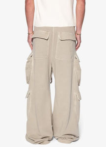 Custom Men's High-Quality Cotton Cargo Pants | Thin Straight Wide-Leg Design | 4 Side Large Pockets Trackpants - Product Image 4