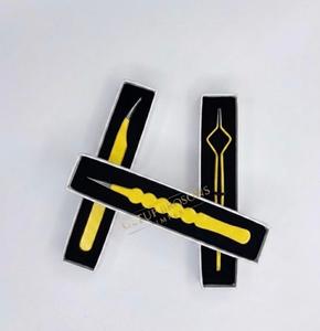 Pince à épiler pour extensions de cils GETUP BROSONS IMPEX de haute qualité, en acier inoxydable, pointe lisse, 10 mm, revêtement en poudre jaune - Product Image 3