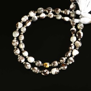 Cuentas de turquesa Mohave de cobre de 6x8-8x10 mm, cuentas de turquesa lisa, cuentas de turquesa blanca para la fabricación de joyas, 8 pulgadas. - Product Image 1