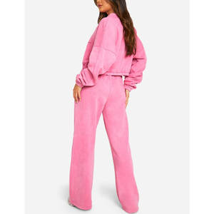 Ensemble de survêtement pour femmes de qualité supérieure, en molleton de coton personnalisé, respirant, de haute qualité, avec fermeture éclair - Product Image 2