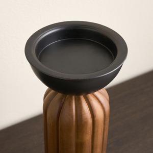 Portavelas rústico de madera y Metal, centro de mesa Vintage, acento decorativo para el hogar, diseño de Pilar moderno - Product Image 3