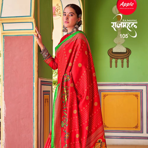 Regal Splendor in Red: The Kozi Silk Red Rajmahal Saree Fusión lujosa de la rica tela de seda Kozi Timele Craftsmanship Majestic - Product Image 1