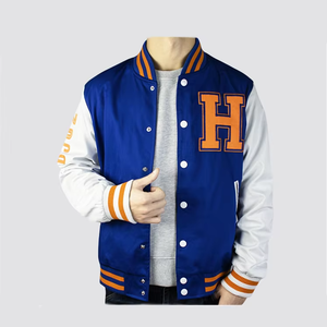 เสื้อแจ็คเก็ตเบสบอลปักลายสำหรับผู้ชาย สไตล์วาร์ซิตี้  ผ้าโพลีเอสเตอร์ แขนยาว กันลม ติดกระดุมเคลือบ - Product Image 1