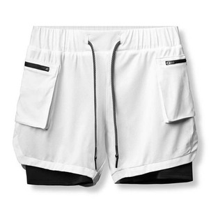 Nouveauté 2026 Short de sport pour homme double couche respirant tricoté écologique coupe-vent séchage rapide en toile avec poche pour la gym et le fitness - Product Image 5