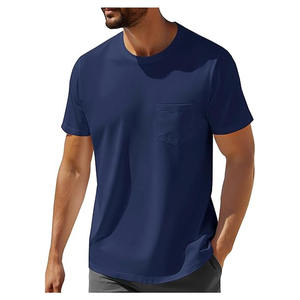 Camisetas de hombre de alta calidad, transpirables, de talla grande, holgadas, de punto, lisas, personalizables con impresión de logotipo frontal. - Product Image 3