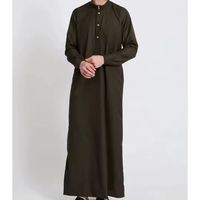Thobe arabe sur mesure pour homme, col en V, décontracté, longueur au sol, coupe ample, respirant, en polyester, manches longues, broderie musulmane, pour la plage, toutes occasions