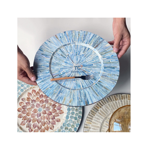 Napperon élégant en nacre vadrouille incrustation ronde napperon Capiz napperon coquille de mer incrusté de tapis pour Table à manger - Product Image 1