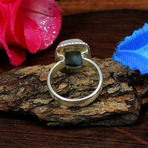 Anillo de plata de ley 92,5 con cristal natural de Larimar natural Suelto - Product Image 4