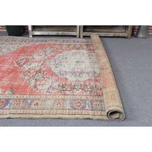 Tapis vintage 5,8x8,3 pieds, grand tapis turc, tapis marocain rouge et bleu - Product Image 5