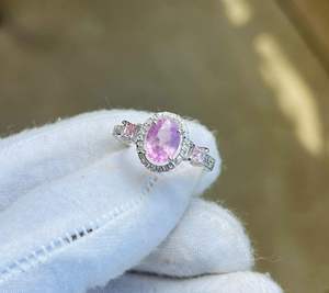 Natural Pink Kunzite Gemstone Brilliant Cut Diamond Rhodium Plated 925 Sterling Silver Prong <b>Set</b> Cocktail <b>Ring</b> <b>for</b> <b>Women</b> - Product Image 2